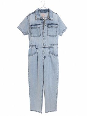 Light Wash Denim Short-Sleeve Jumpsuit